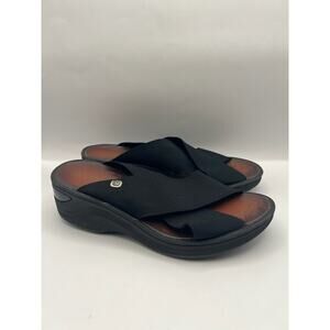Bzees Desire Wedge Black Sandals Women Size 8.5 Wide